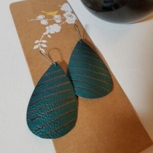 Vegan Leather Drop Earrings Handmade